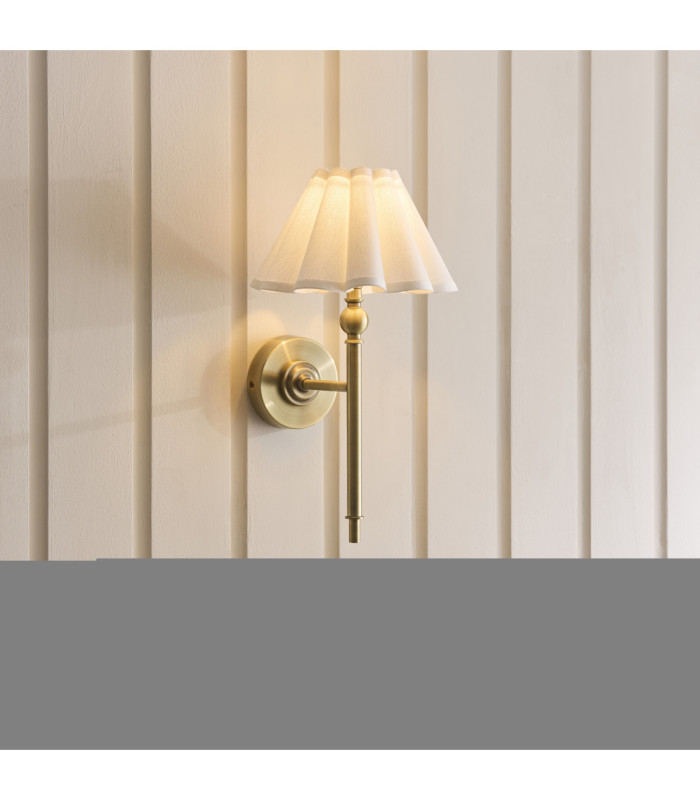 Sylvie Wall Lamp Antique Brass Vintage White Cotton-3