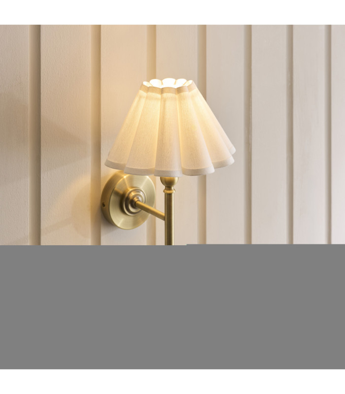 Sylvie Wall Lamp Antique Brass Vintage White Cotton-4