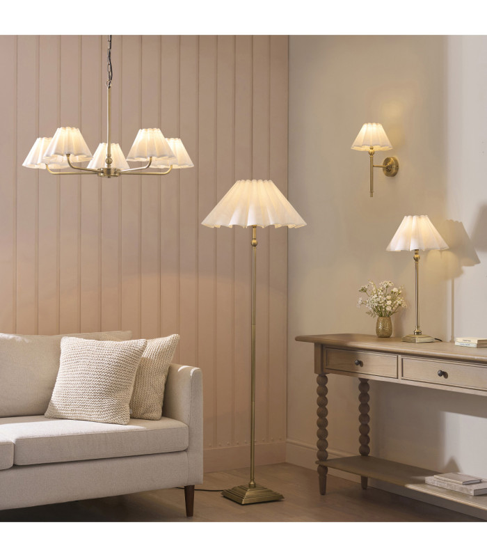 Sylvie Wall Lamp Antique Brass Vintage White Cotton-7
