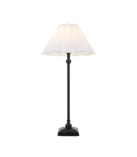 Sylvie Table Lamp Matt Black Vintage White Cotton-1