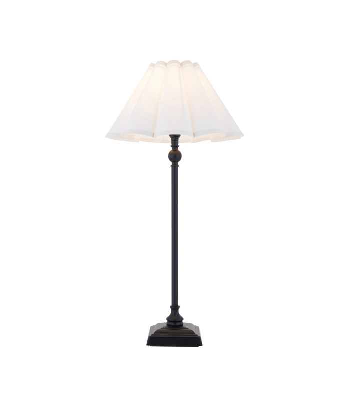 Sylvie Table Lamp Matt Black Vintage White Cotton-1