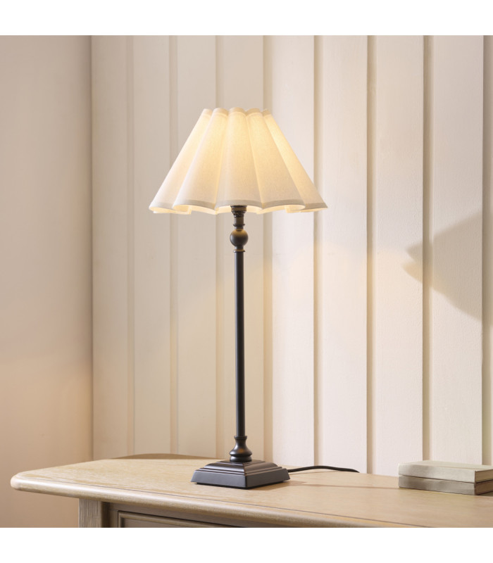Sylvie Table Lamp Matt Black Vintage White Cotton-3