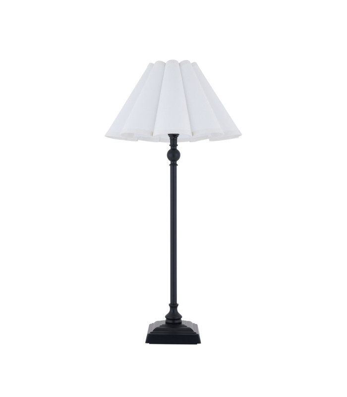 Sylvie Table Lamp Matt Black Vintage White Cotton-8