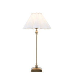 Sylvie Table Lamp Antique Brass Vintage White Cotton-1