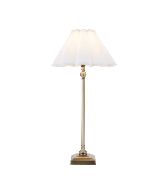 Sylvie Table Lamp Antique Brass Vintage White Cotton-1