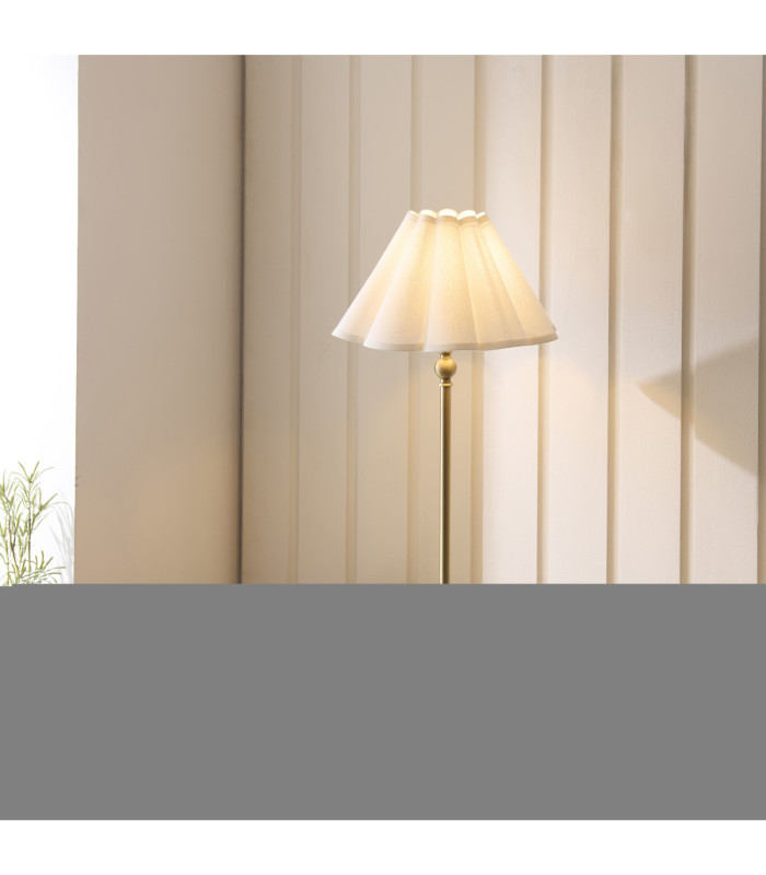 Sylvie Table Lamp Antique Brass Vintage White Cotton-3