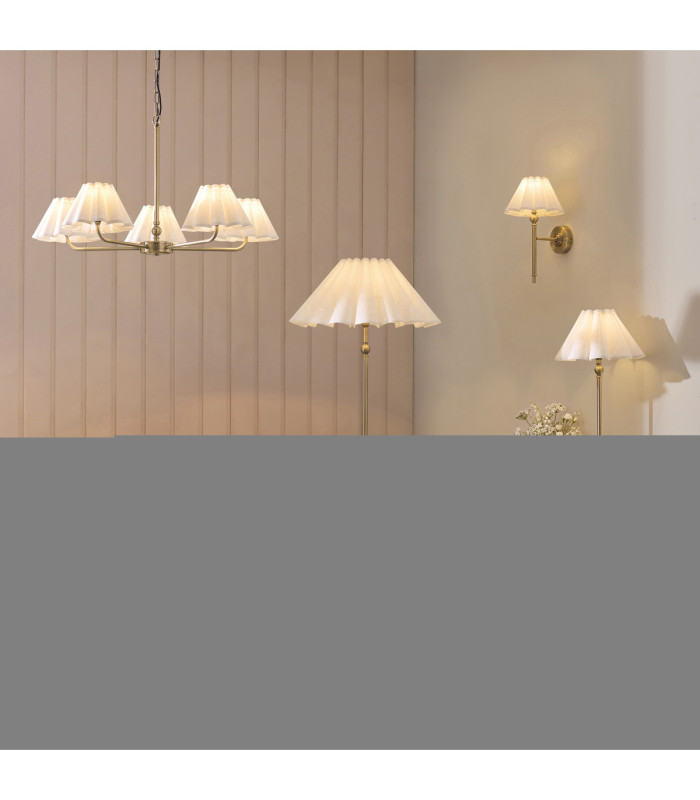 Sylvie Table Lamp Antique Brass Vintage White Cotton-8