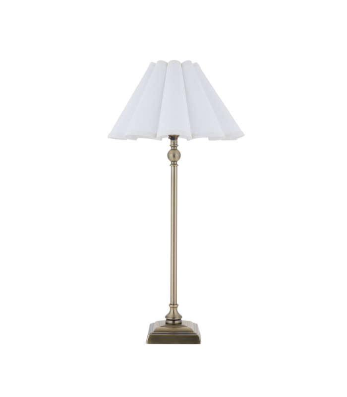 Sylvie Table Lamp Antique Brass Vintage White Cotton-9