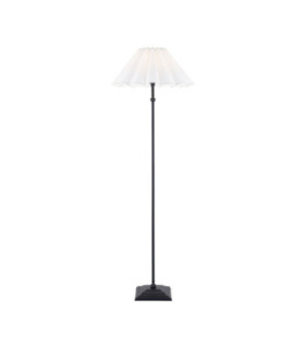 Sylvie Floor Lamp Matt Black Vintage White Cotton-1