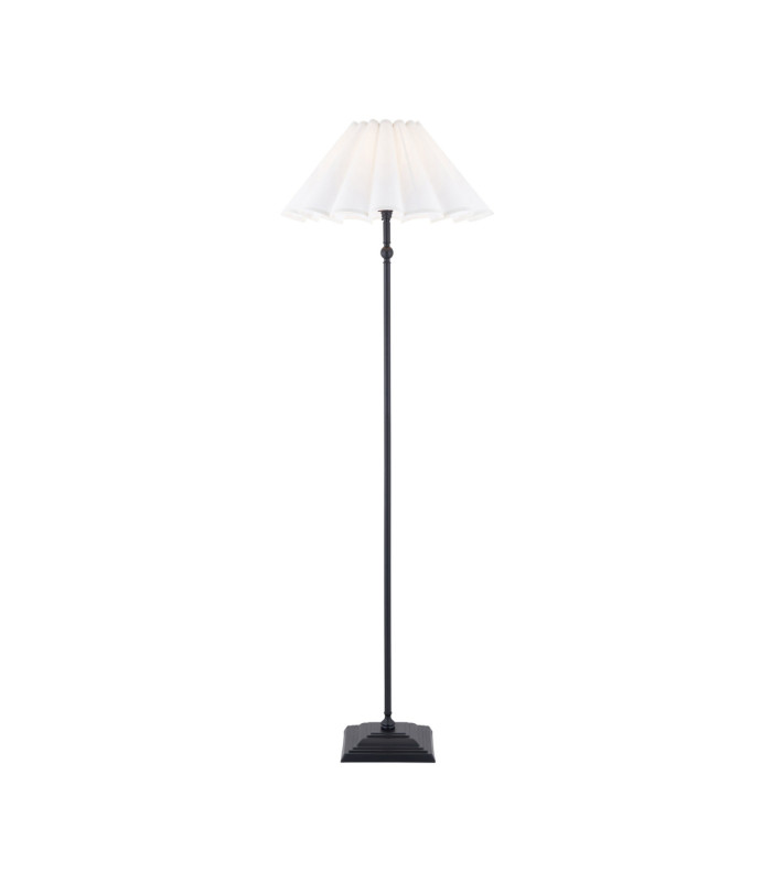 Sylvie Floor Lamp Matt Black Vintage White Cotton-1