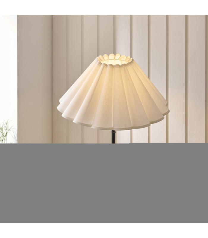 Sylvie Floor Lamp Matt Black Vintage White Cotton-3