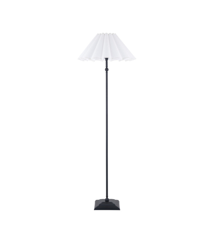 Sylvie Floor Lamp Matt Black Vintage White Cotton-7