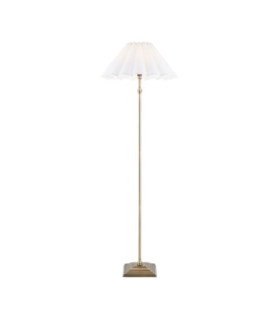 Sylvie Floor Lamp Antique Brass Vintage White Cotton-1