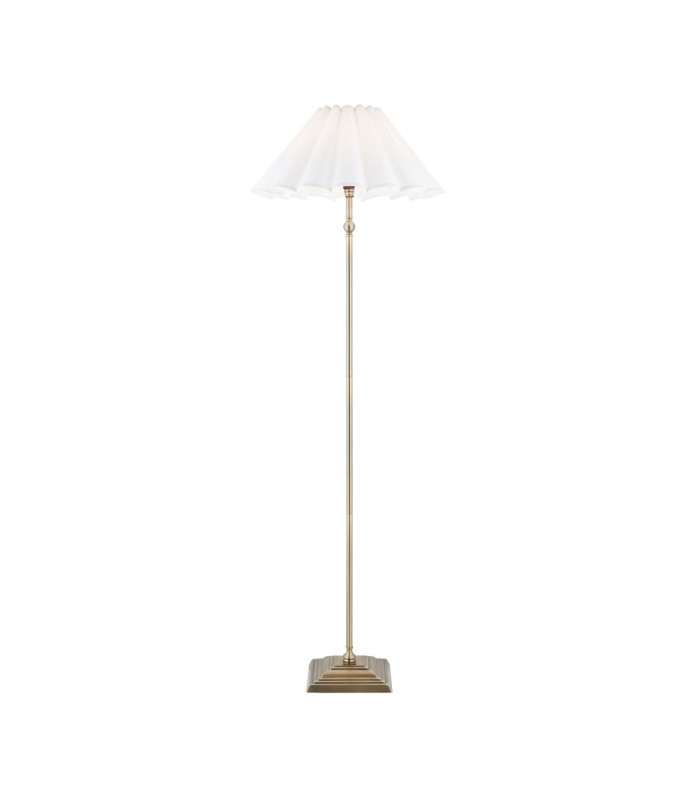 Sylvie Floor Lamp Antique Brass Vintage White Cotton-1