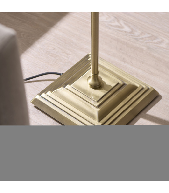 Sylvie Floor Lamp Antique Brass Vintage White Cotton-5