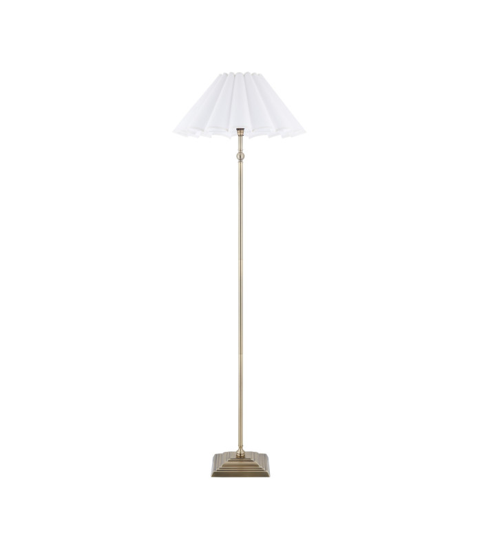 Sylvie Floor Lamp Antique Brass Vintage White Cotton-8