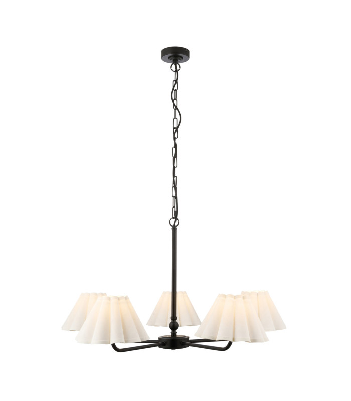 Sylvie Multi Arm Pendant Light Matt Black Vintage White Cotton-1
