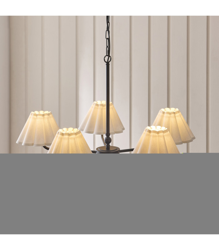 Sylvie Multi Arm Pendant Light Matt Black Vintage White Cotton-3
