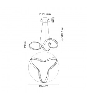Small Ceiling Pendant, 1 x 30W LED, 3000K, 1800lm, Sand Gold - 2