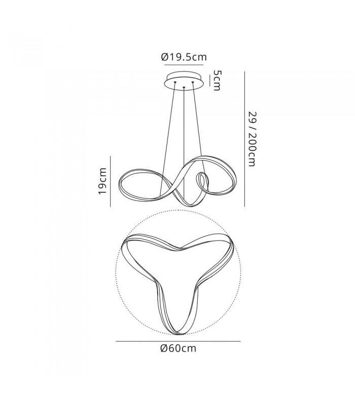 Small Ceiling Pendant, 1 x 30W LED, 3000K, 1800lm, Sand Gold - 2