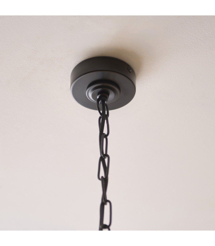 Sylvie Multi Arm Pendant Light Matt Black Vintage White Cotton-7