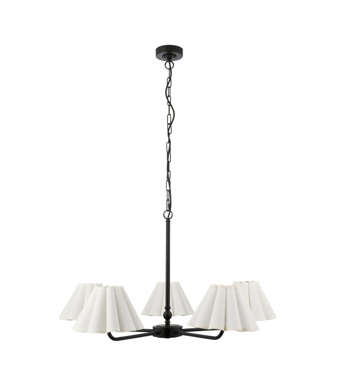 Sylvie Multi Arm Pendant Light Matt Black Vintage White Cotton-9