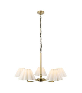 Sylvie Multi Arm Pendant Light Antique Brass Vintage White Cotton-1