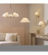 Sylvie Multi Arm Pendant Light Antique Brass Vintage White Cotton-8