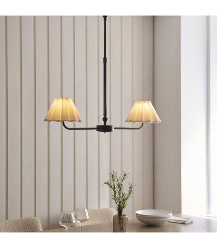 Sylvie Multi Arm Pendant Light Matt Black Vintage White Cotton-2