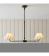 Sylvie Multi Arm Pendant Light Matt Black Vintage White Cotton-3