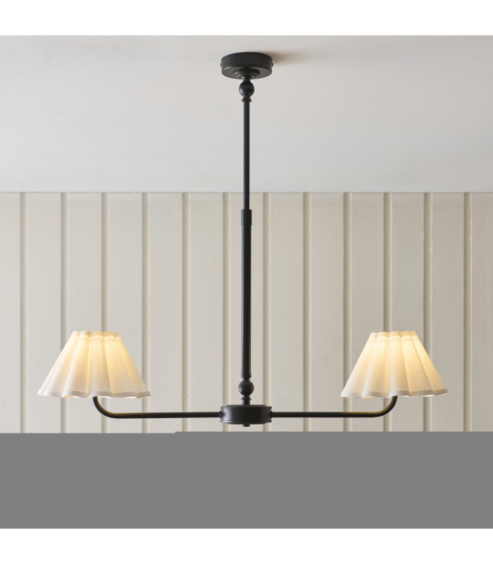 Sylvie Multi Arm Pendant Light Matt Black Vintage White Cotton-3