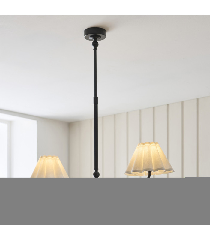 Sylvie Multi Arm Pendant Light Matt Black Vintage White Cotton-4