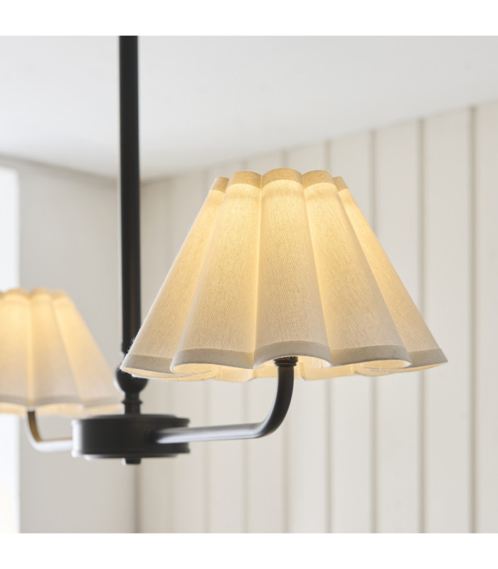 Sylvie Multi Arm Pendant Light Matt Black Vintage White Cotton-5