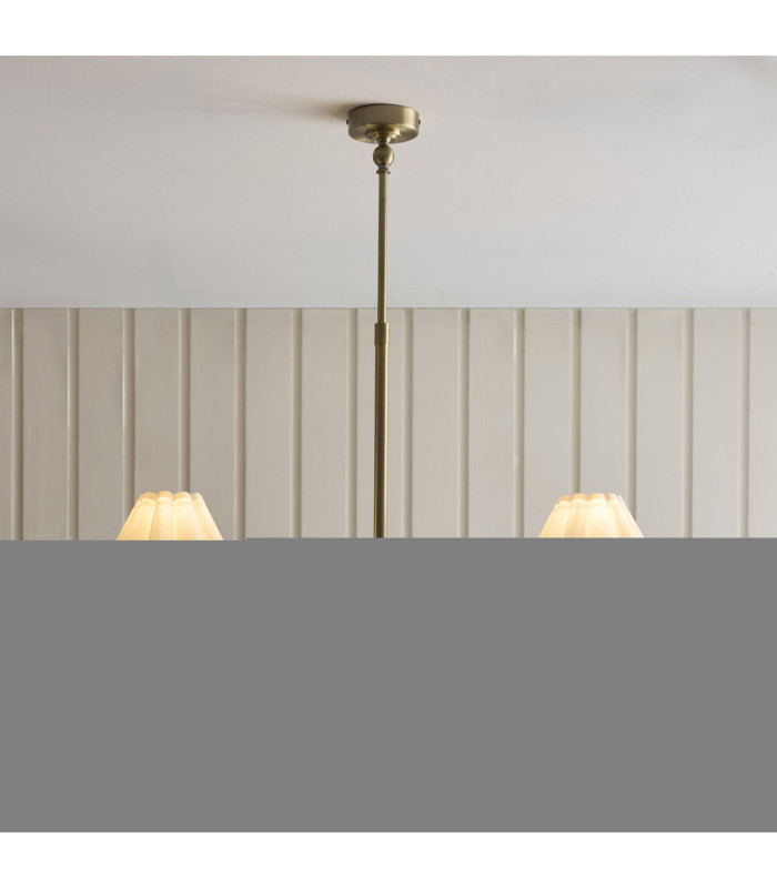 Sylvie Multi Arm Pendant Light Antique Brass Vintage White Cotton-3