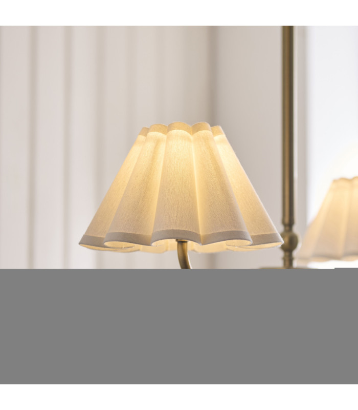 Sylvie Multi Arm Pendant Light Antique Brass Vintage White Cotton-4