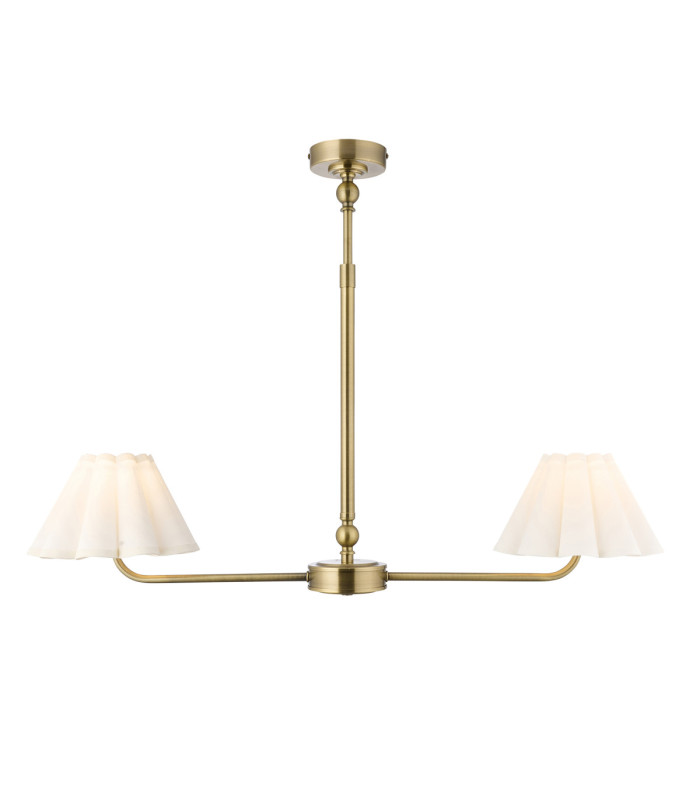 Sylvie Multi Arm Pendant Light Antique Brass Vintage White Cotton-8