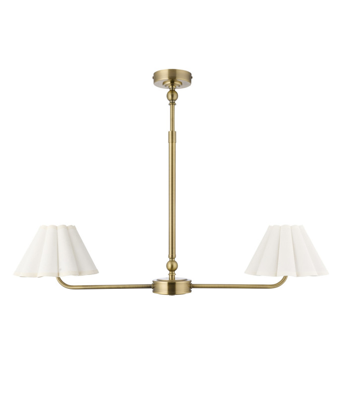 Sylvie Multi Arm Pendant Light Antique Brass Vintage White Cotton-9