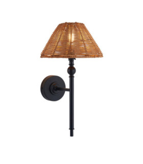 Jericho Wall Lamp Matt Black Dark Rattan-1
