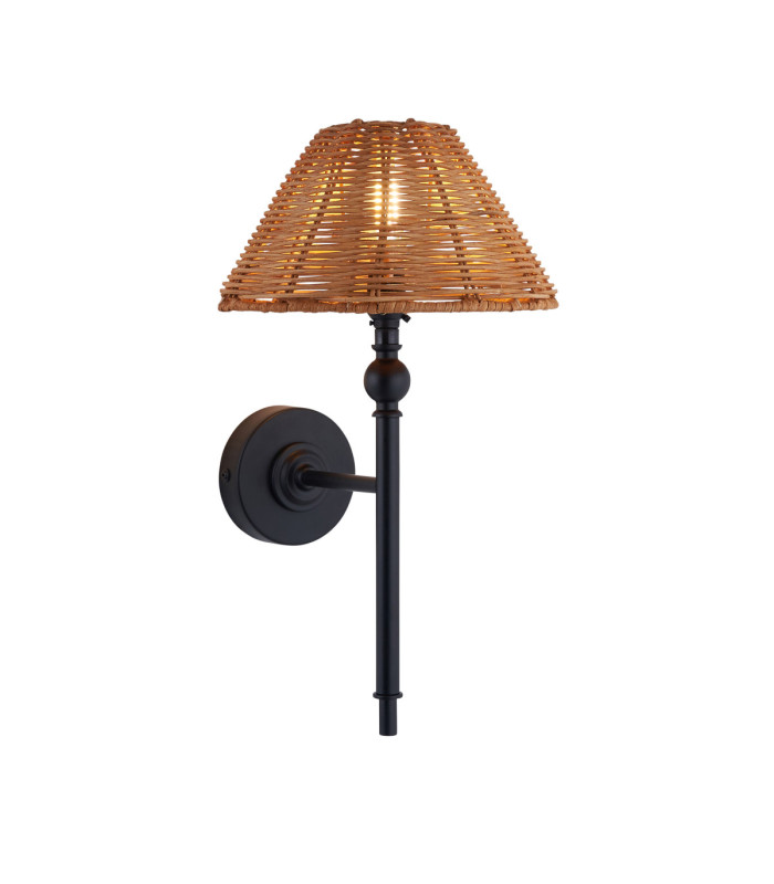 Jericho Wall Lamp Matt Black Dark Rattan-1
