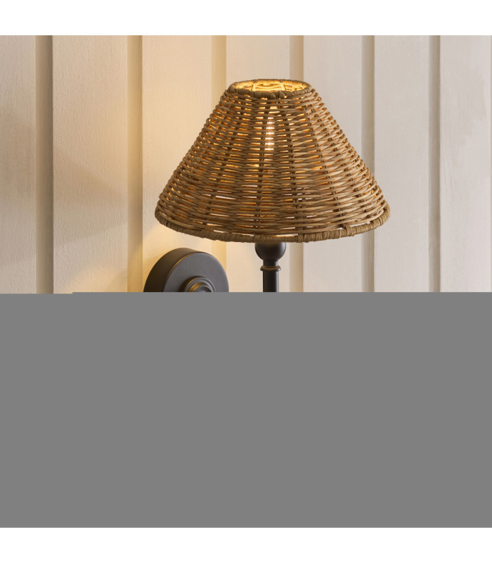 Jericho Wall Lamp Matt Black Dark Rattan-3