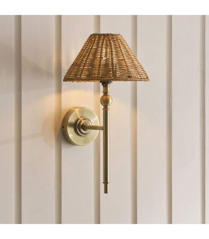 Jericho Wall Lamp Antique Brass Dark Rattan-3