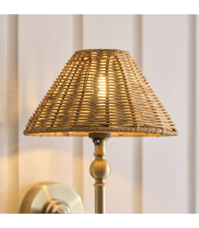 Jericho Wall Lamp Antique Brass Dark Rattan-5