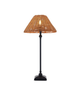 Jericho Table Lamp Matt Black Dark Rattan-1