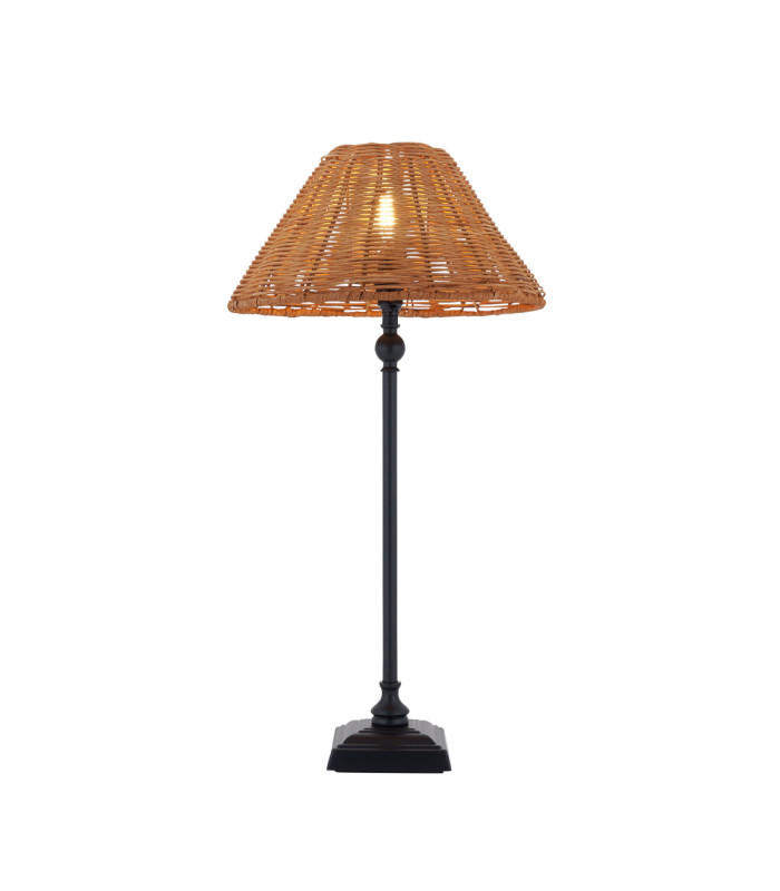 Jericho Table Lamp Matt Black Dark Rattan-1