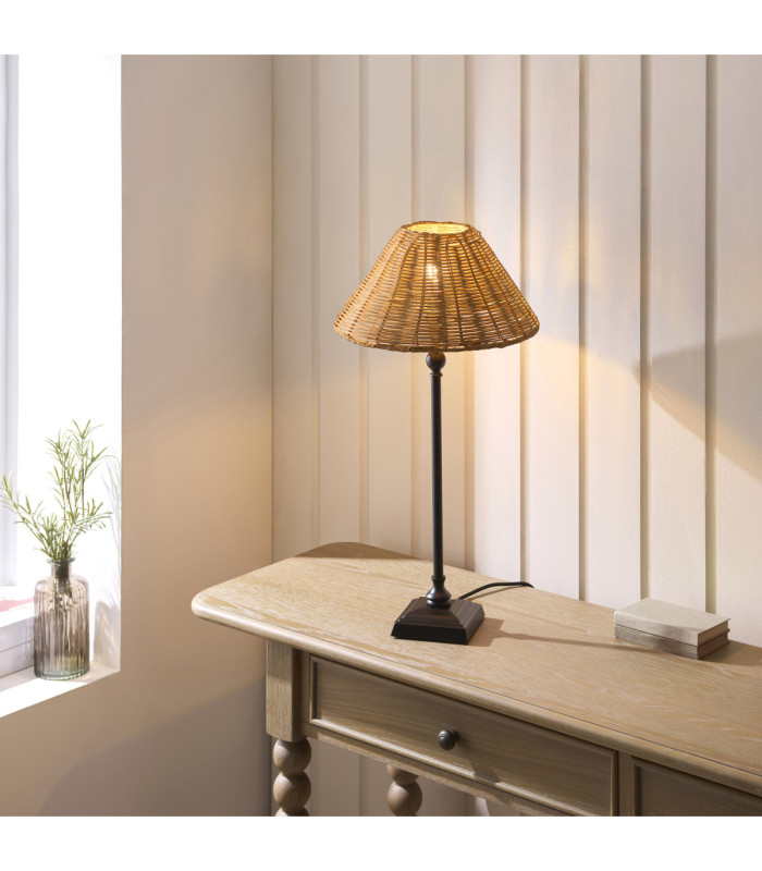 Jericho Table Lamp Matt Black Dark Rattan-2