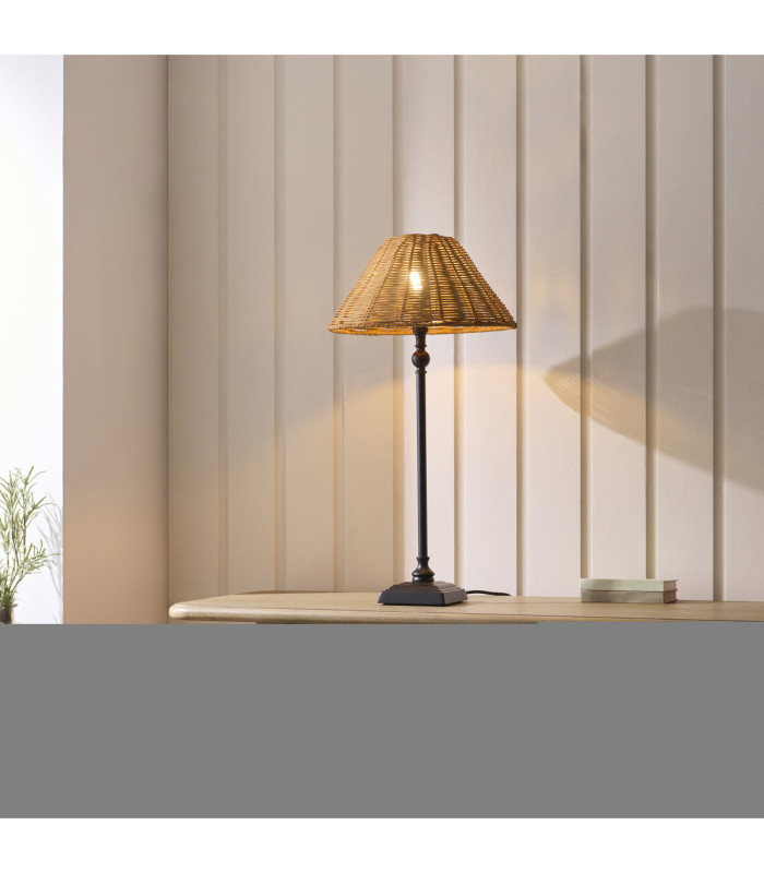 Jericho Table Lamp Matt Black Dark Rattan-3