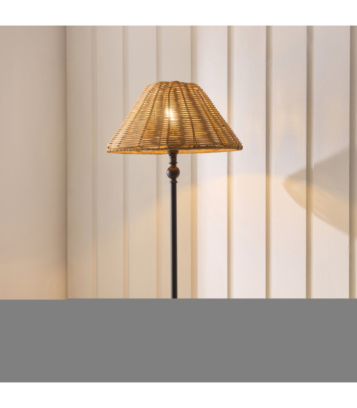 Jericho Table Lamp Matt Black Dark Rattan-4