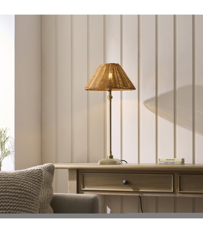 Jericho Table Lamp Antique Brass Dark Rattan-2