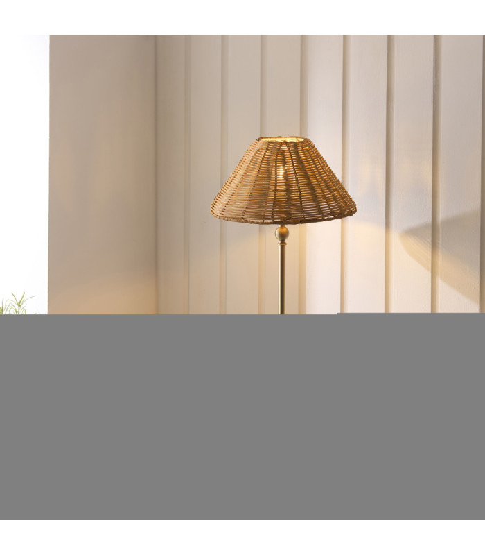 Jericho Table Lamp Antique Brass Dark Rattan-3