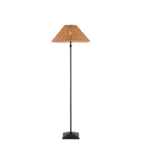 Jericho Floor Lamp Matt Black Dark Rattan-1